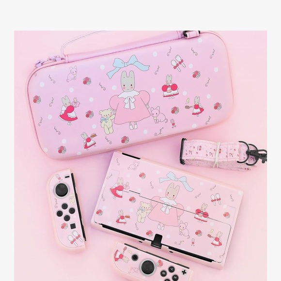 HYPERCASE Pink Bunny for Nintendo Switch OLED Case with carrying strap - Picture 7 of 7